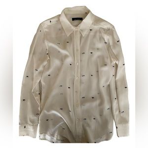 Kate moss for Equipment bowie eyes print silk shirt